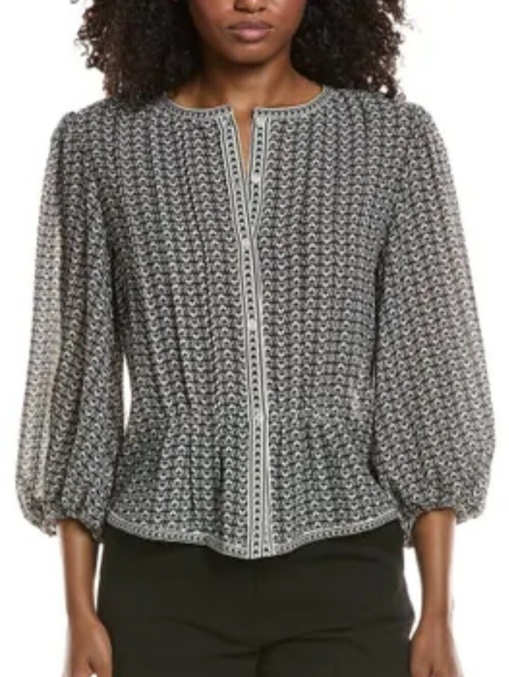Max Studio Size Large Blouse Button Front Career Abstract New with Tag
